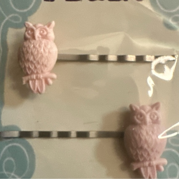 Hand Crafted Accessories - Adorable Pink Owl Hairpin Set – Whimsical & Playful Hair Accessories